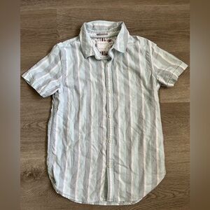 Denim & flower boys short sleeve striped button down shirt size 11/12 runs small